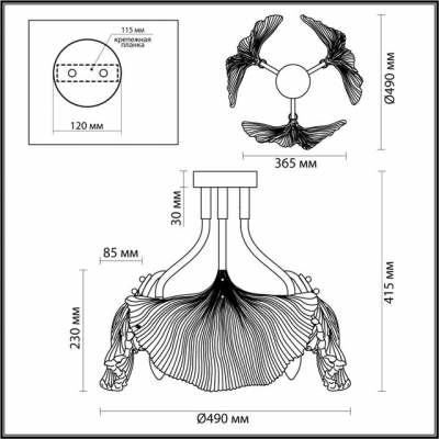 Потолочная люстра ODEON LIGHT VENTAGLIO 4870/3C Потолочная люстра ODEON LIGHT VENTAGLIO 4870/3C