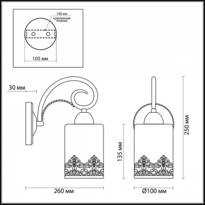 Настенный светильник LUMION CITADELLA 3070/1W Настенный светильник LUMION CITADELLA 3070/1W