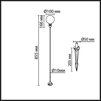 Уличный наземный светильник Odeon light DANDE 7121/2GLA Уличный наземный светильник Odeon light DANDE 7121/2GLA