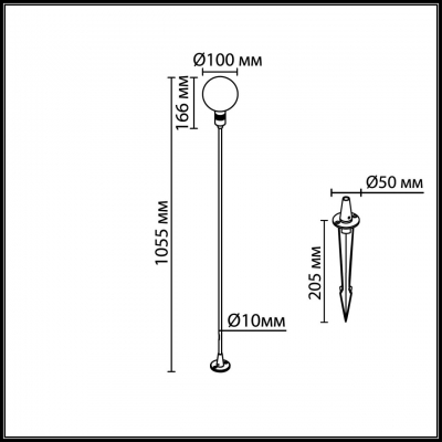 Уличный наземный светильник Odeon light DANDE 7121/2GLB Уличный наземный светильник Odeon light DANDE 7121/2GLB