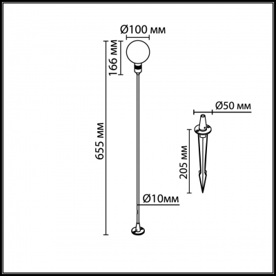 Уличный наземный светильник Odeon light DANDE 7121/2GL Уличный наземный светильник Odeon light DANDE 7121/2GL